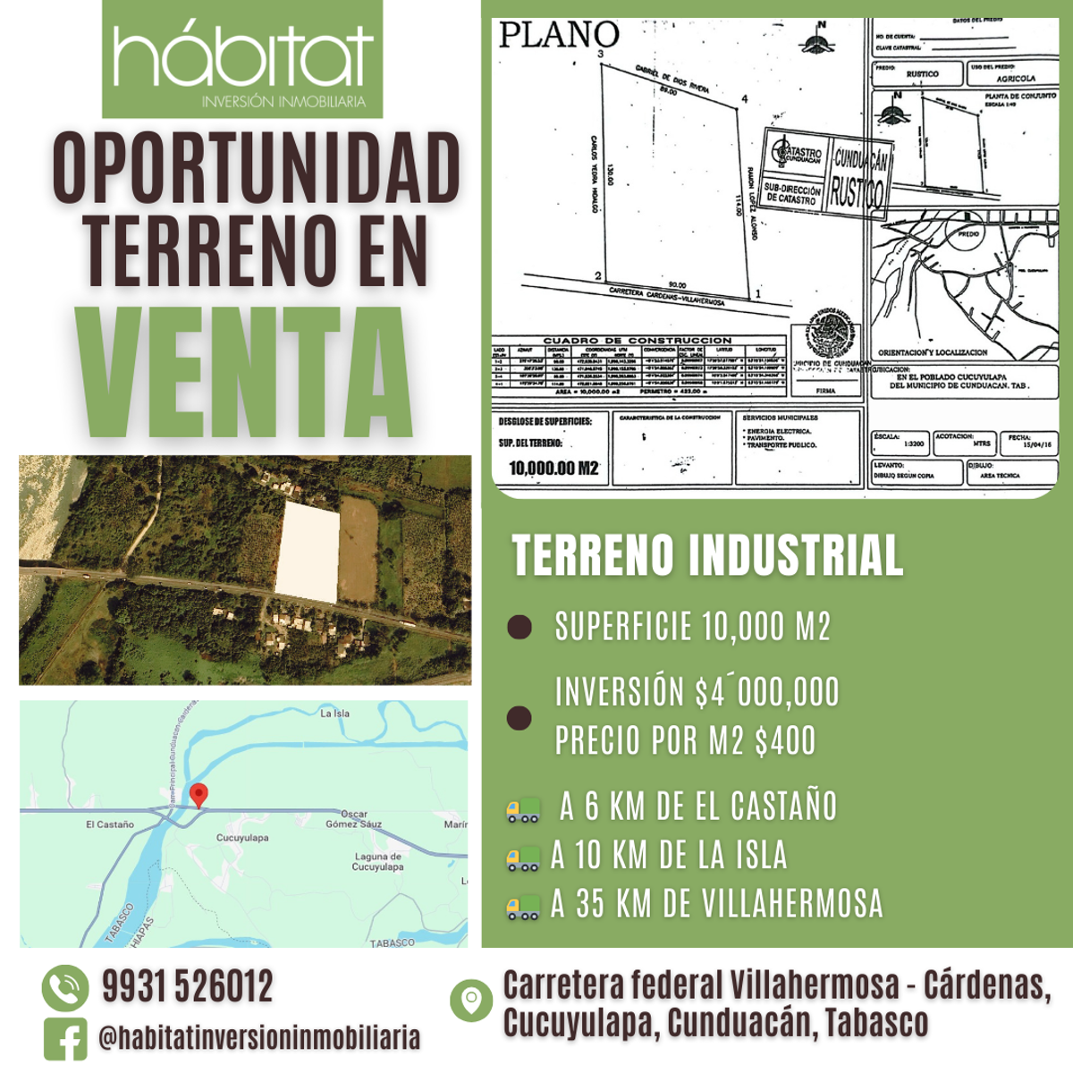 Terreno en venta en Cucuyulapa, Cunduacán — foto 1 de 3
