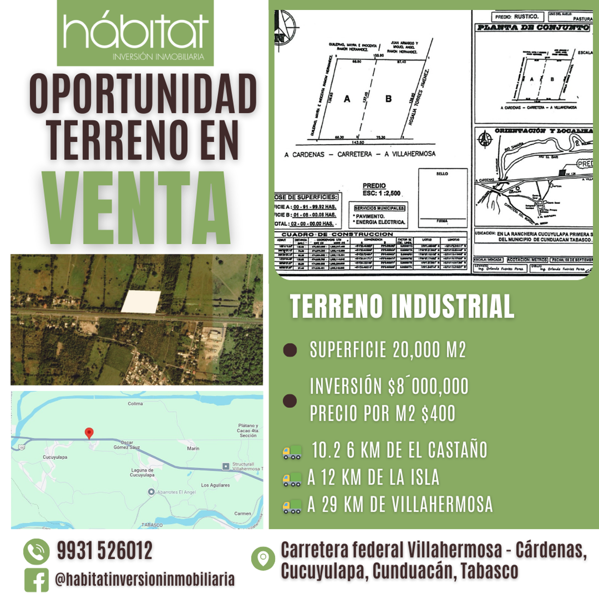 Terreno en venta en Cucuyulapa, Cunduacán — foto 1 de 3
