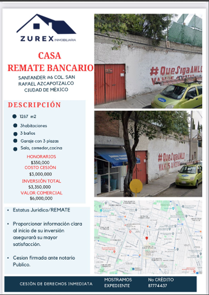 Terreno en venta en San Rafael, Azcapotzalco, Ciudad de México