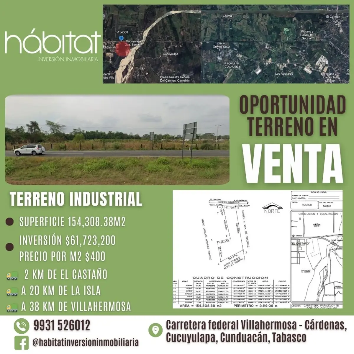 Terreno en venta en Cucuyulapa 2da. Sección (Puente Samaria), Cunduacán — foto 1 de 5