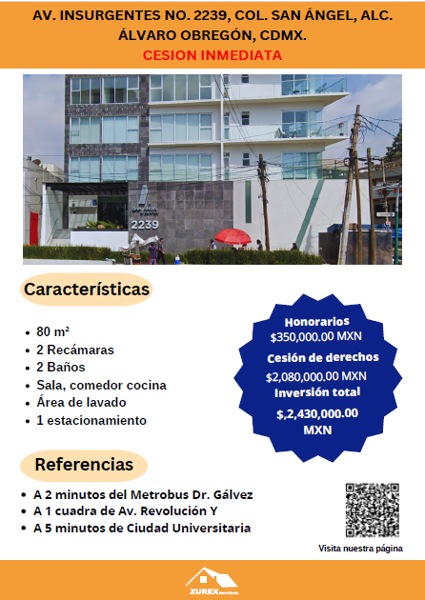 Departamento en San Angel, Álvaro Obregón, Ciudad de México