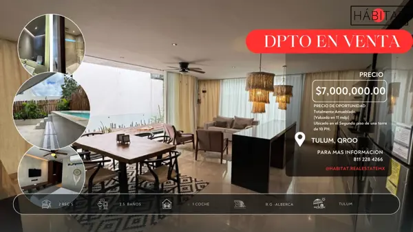 Departamento en Venta en Aldea Tulum, Tulum, Quintana Roo
