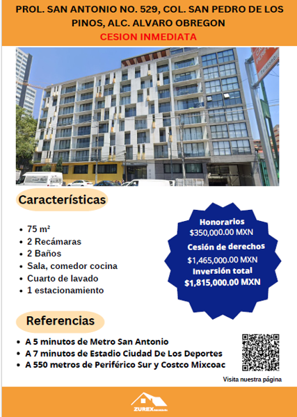 Departamento en venta en San Pedro de los Pinos, Álvaro Obregón, Ciudad de México