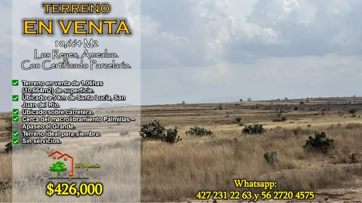 Terreno en venta en Los Reyes, Amealco de Bonfil — foto 1 de 13