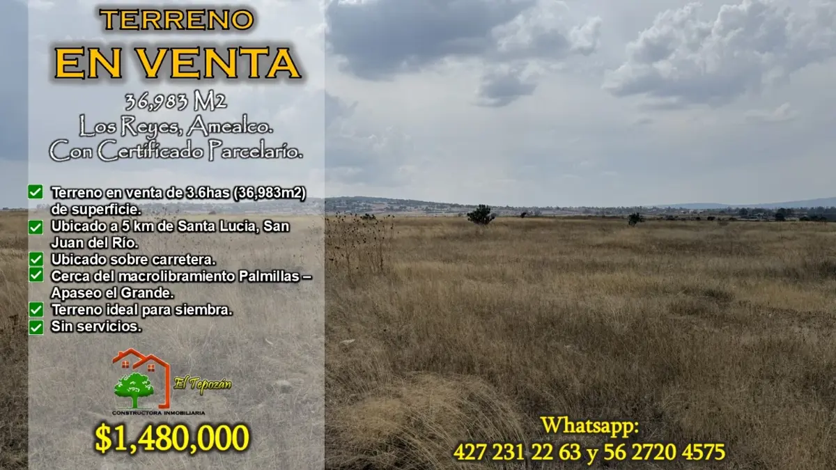 Terreno en venta en Los Reyes, Amealco de Bonfil — foto 1 de 16