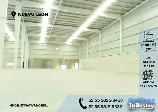 Propiedad industrial en renta ubicada en Apodaca, Nuevo León parque industrial