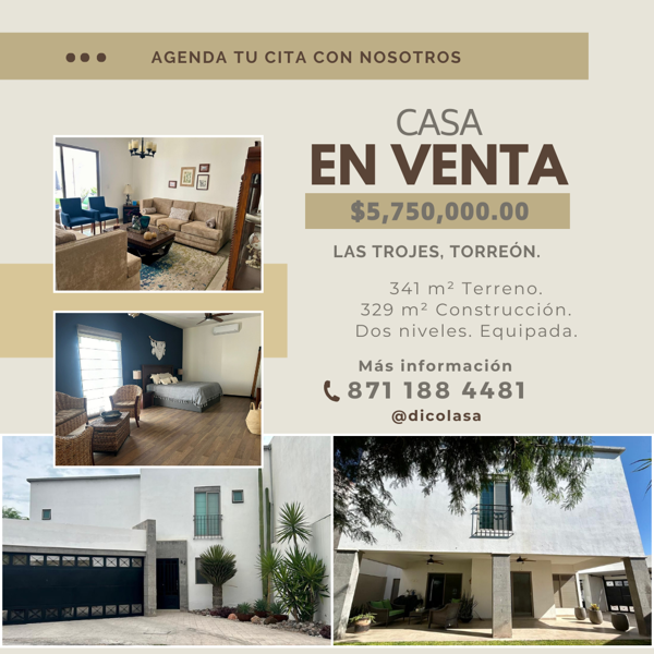 Casa en Venta en Las Trojes, Torreón, Coahuila de Zaragoza.
