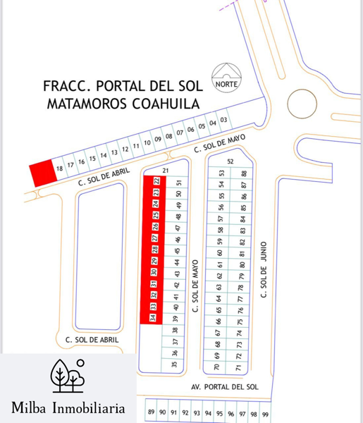 Paquete de 68 Lotes en Venta en Portal del Sol, Matamoros, Coahuila de Zaragoza