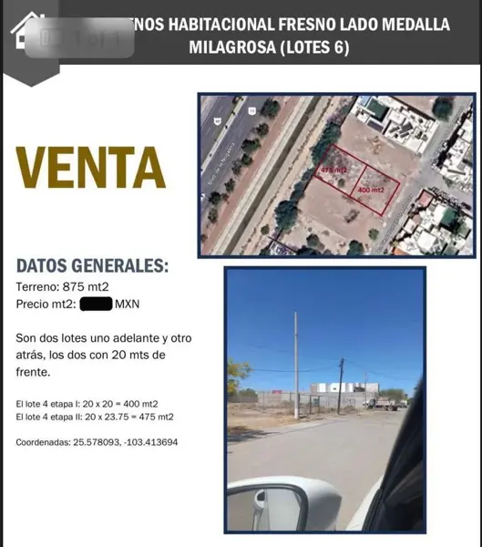 Terreno en venta en Residencial el Fresno, Torreón — foto 2 de 3