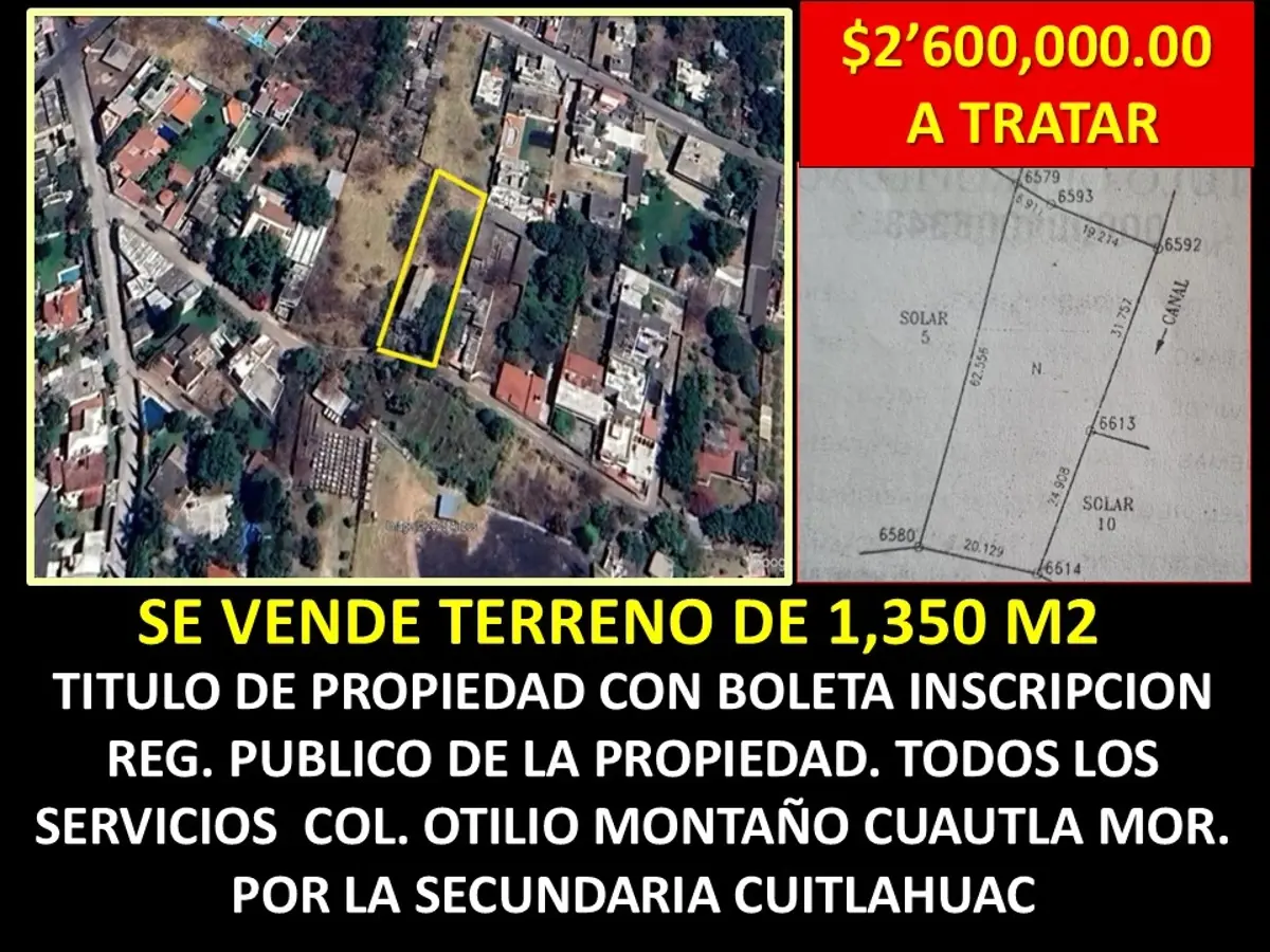 Terreno en venta en Otilio Montaño, Cuautla