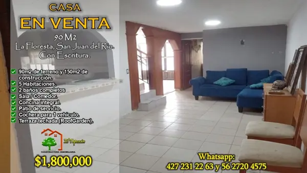 La Floresta, San Juan del Río. Casa en Venta en buena ubicación.