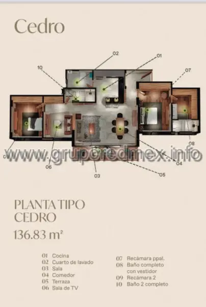 Departamento en venta Modelo Encino en Lomas de Campanario Norte, La Ceiba, Queretaro