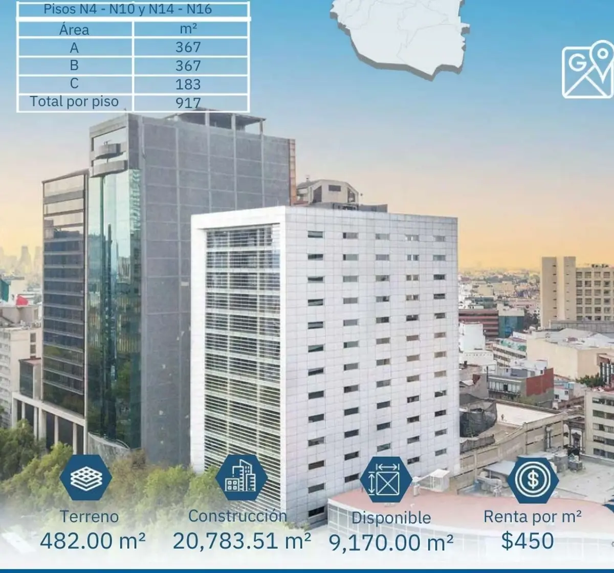 Oficina en renta en Tabacalera, Cuauhtémoc