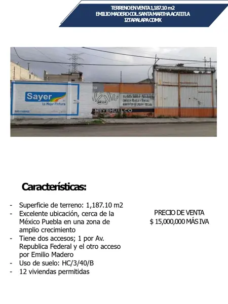 Terreno en venta en Santa Martha Acatitla, Iztapalapa — foto 2 de 5
