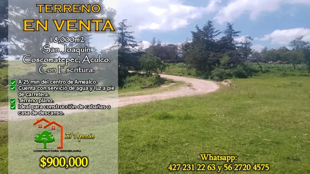 Terreno en venta en San Joaquín Coscomatepec, Aculco — foto 1 de 26