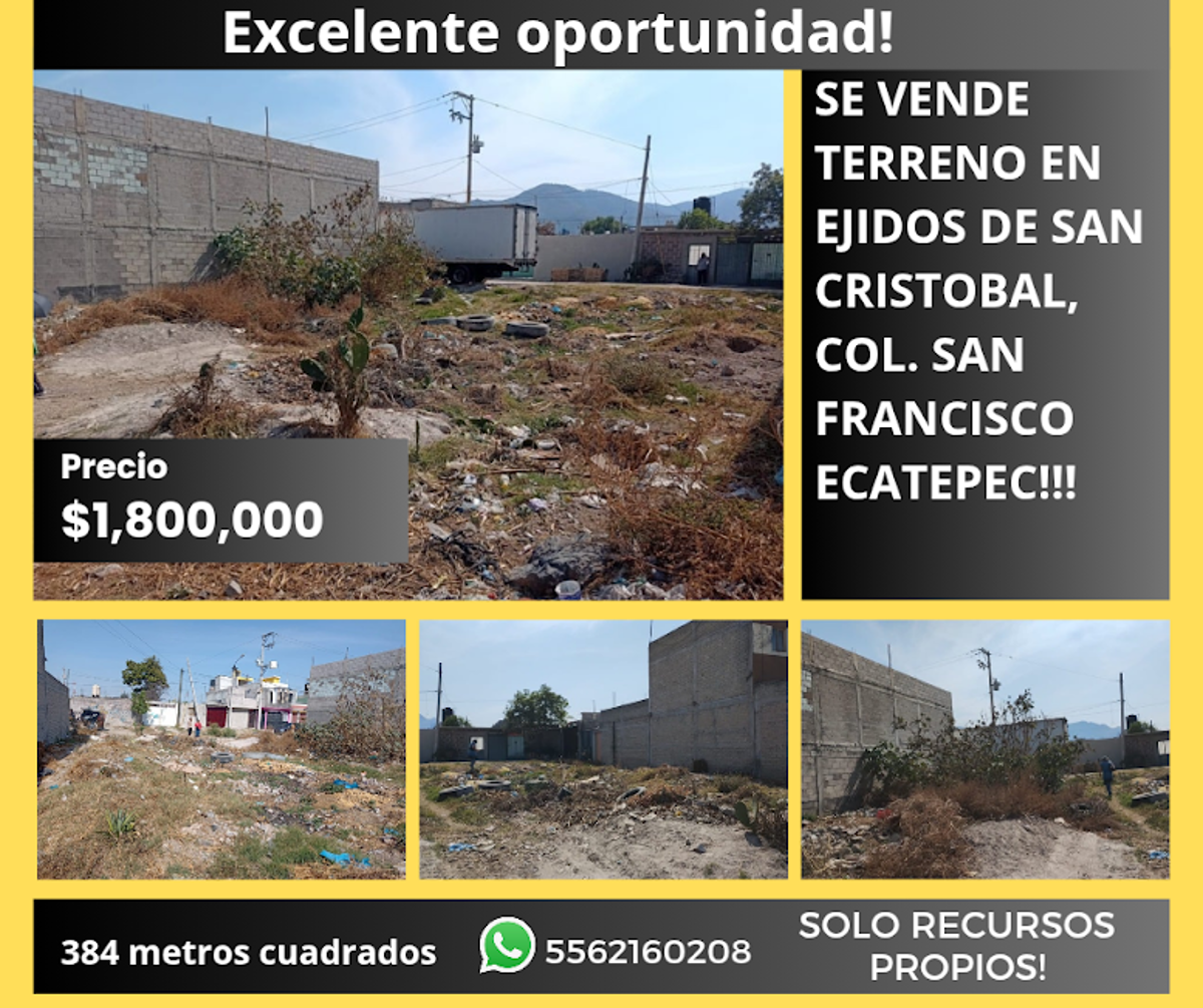 Terreno en venta en Ejidos de San Cristóbal, Ecatepec de Morelos — foto 1 de 5