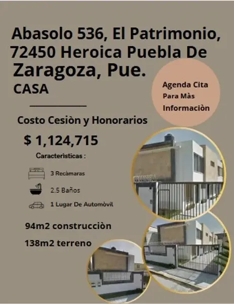 CASA CONDOMINIO EN ABASOLO PUEBLA