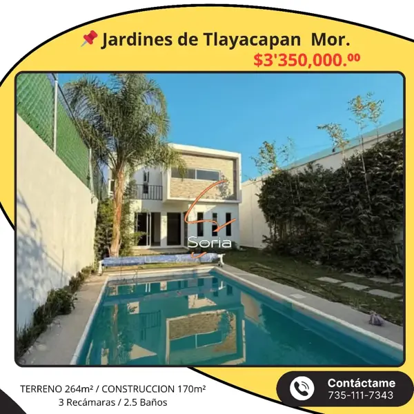 JARDINES DE TILAYACAPAN CASA CON ALBERCA