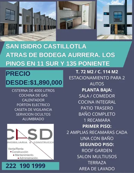 Casa en Venta Ubicada en San Isidro Castillotla
