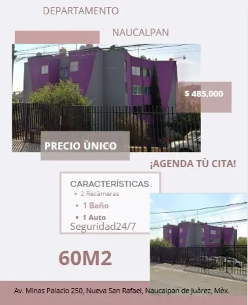 DEPARTAMENTO EN MINAS PALACIO NAUCALPAN