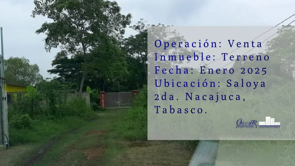 Terreno en venta en Saloya 2da. Sección, Nacajuca — foto 1 de 5
