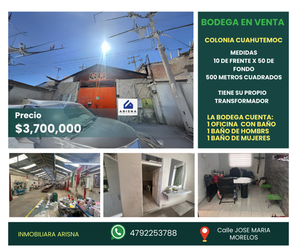 BODEGA EN VENTA COLONIA CUAHUTEMOC