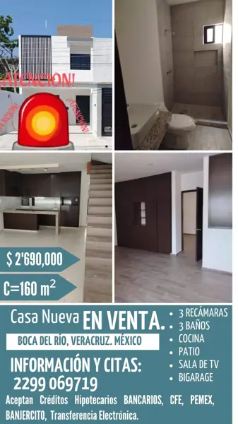 Casa nueva en Boca del río con recámara en Planta baja