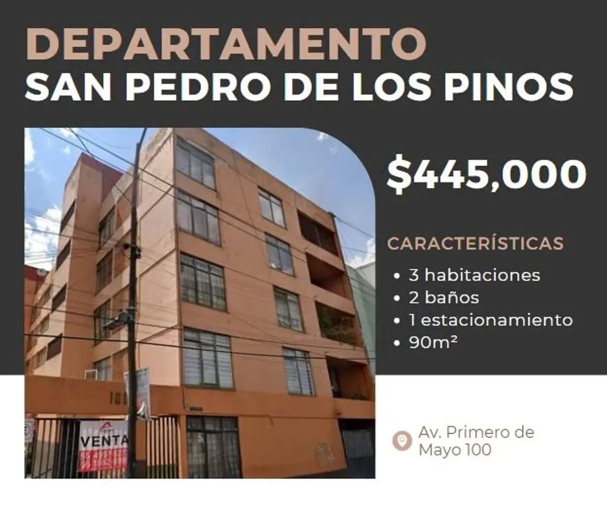 Departamento en venta en San Pedro de los Pinos, Benito Juárez — foto 1 de 8