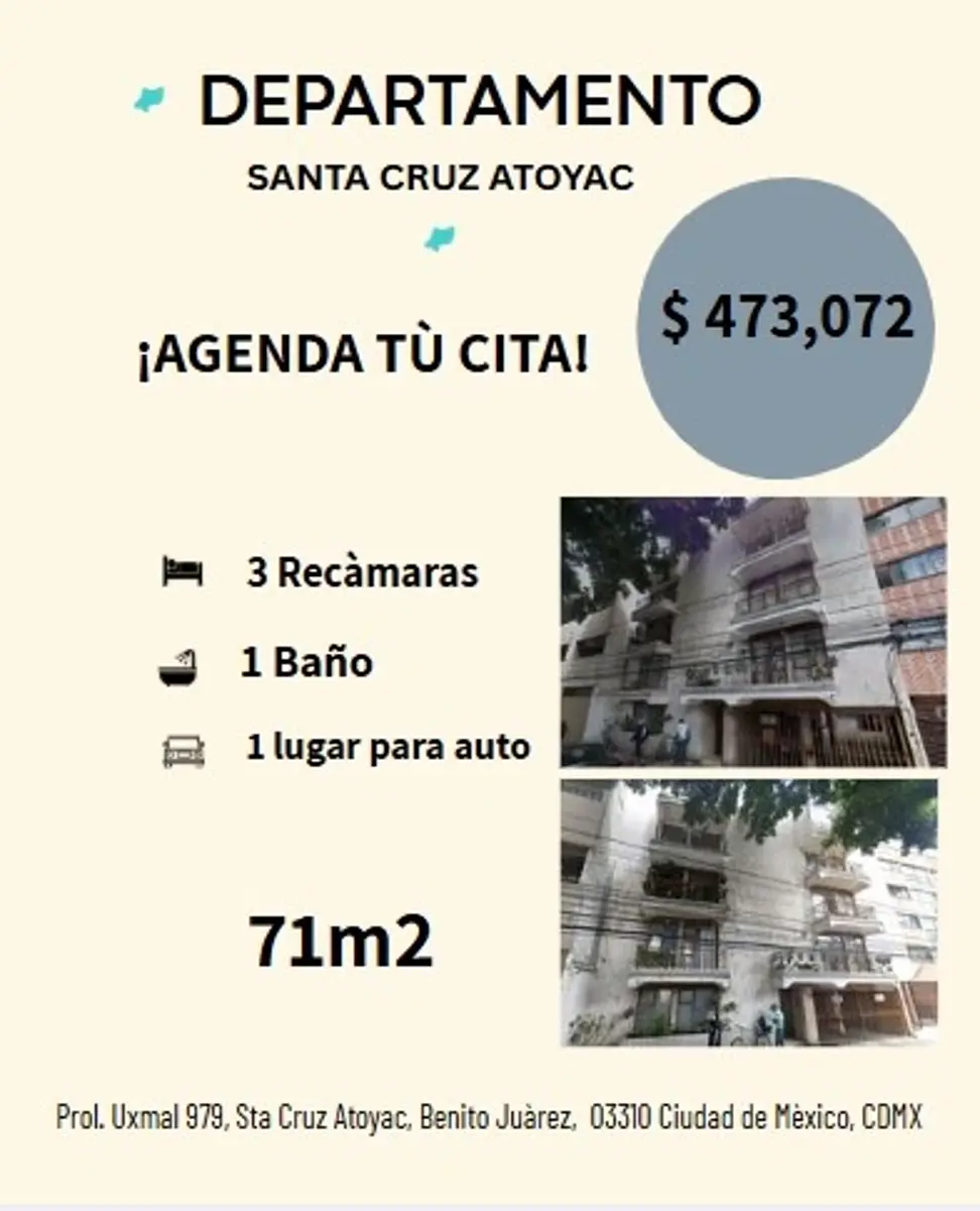 Departamento en venta en Santa Cruz Atoyac, Benito Juárez — foto 1 de 8