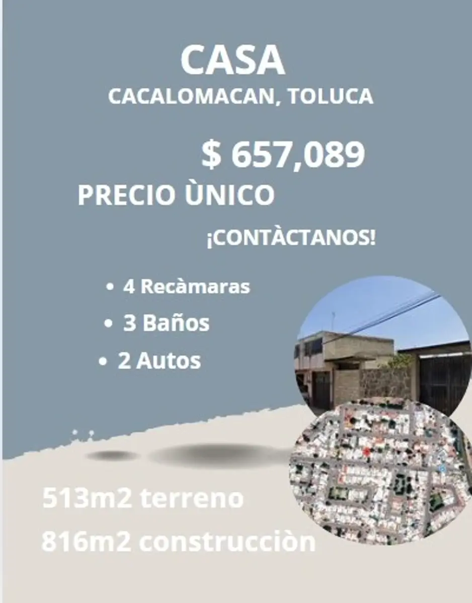 Casa en venta en Cacalomacán Centro, Toluca — foto 1 de 7