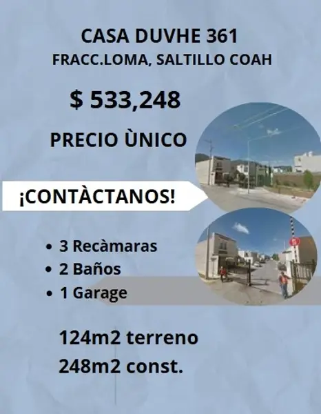 CASA EN DUVHE LOMAS DEL SUR SALTILLO COAHUILA DE ZARAGOZA