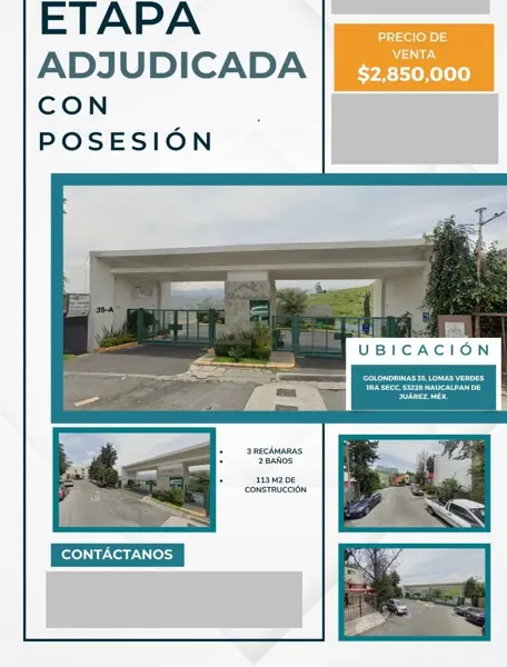 VENTA DE DEPARTAMENTO EN LOMAS VERDES NAUCALPAN EDOMEX