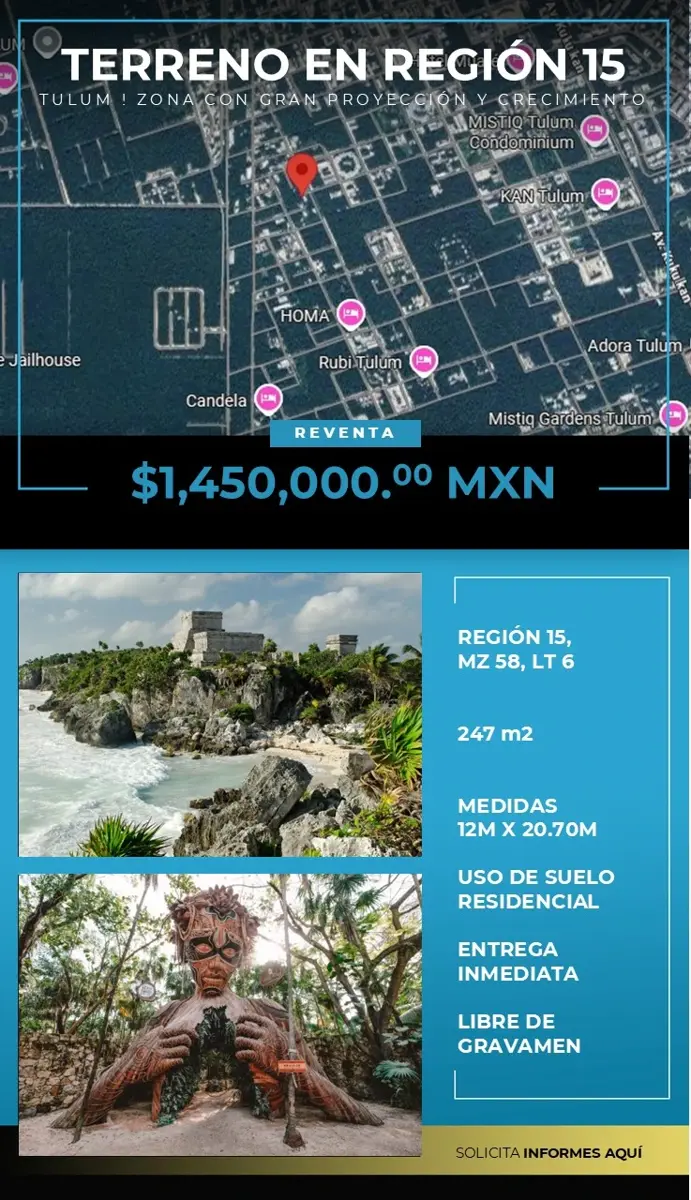 Terreno en venta en La Veleta, Tulum — foto 1 de 4