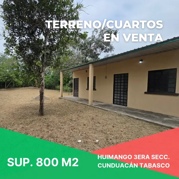 Terreno con cuartos en venta