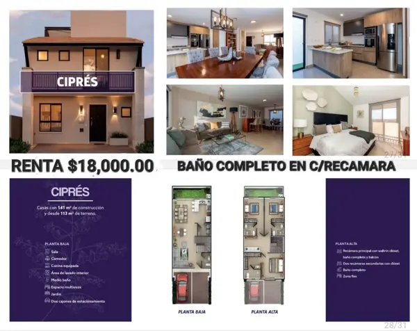 Casa en Renta en Torre de Piedra Jacarandasel Refugio $18,000.00
