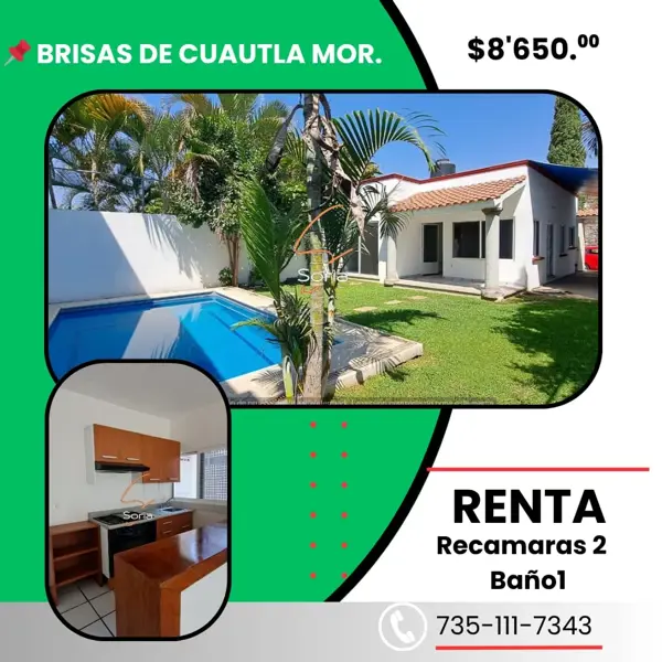 Casa en renta en Brisas de Cuautla, Cuautla, Morelos