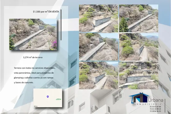 Terreno con todos los servicios disponibles, vista panorámica, ideal para proyectos de
glamping y ca