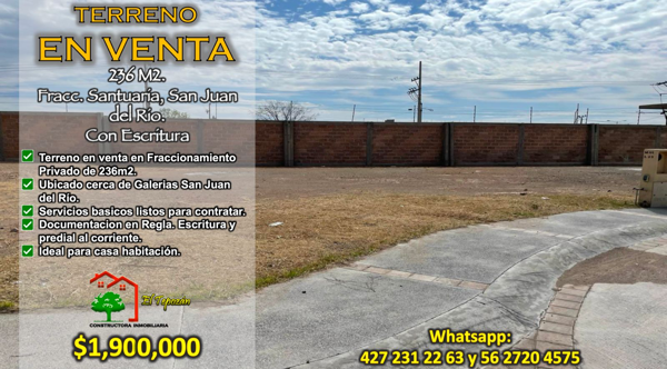 Terreno en venta en Fraccionamiento Privado – Fracc. Santauria, San Juan del Río