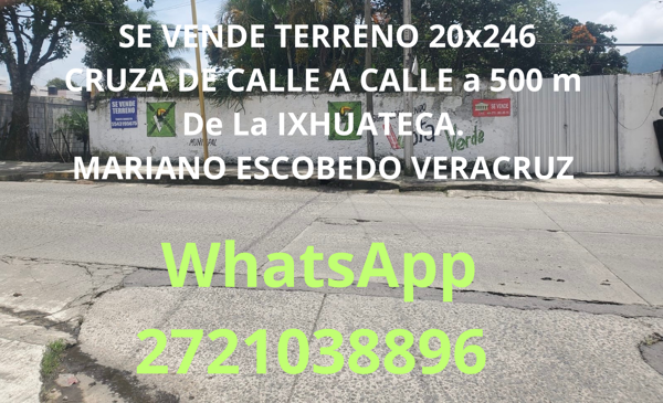 SE VENDE TERRENO 20x246
CRUZA DE CALLE A CALLE a 500 m De La IXHUATECA.
MARIANO ESCOBEDO VERACRUZ SE VENDE TERRENO 20x246
CRUZA DE CALLE A CALLE a 500 m De La IXHUATECA.
MARIANO ESCOBEDO VERACRUZ