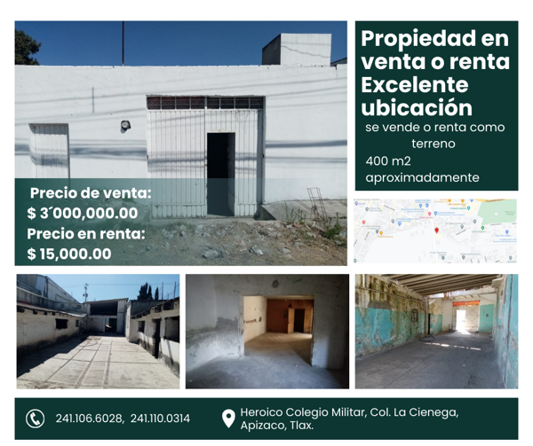 Terreno comercial en renta en La Cienega, Apizaco, Tlaxcala
