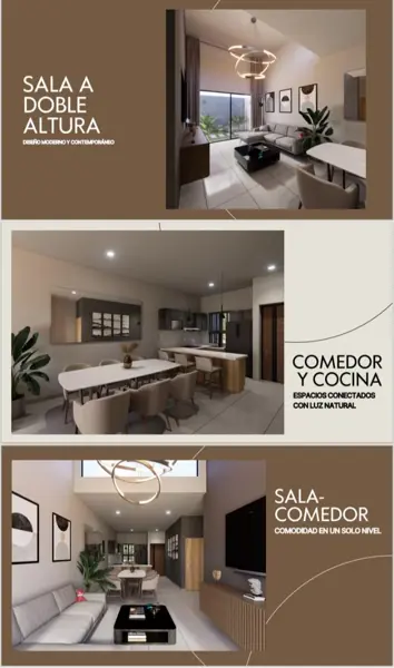 Casa de 1 Planta, Doble Altura con 2 Recámaras.