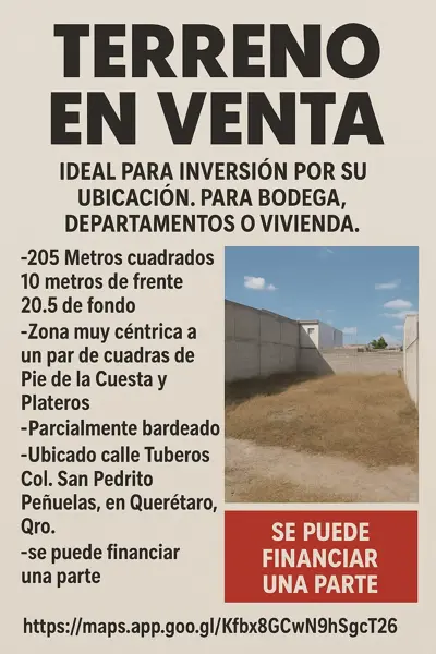 Terreno 205 Metros Peñuelas