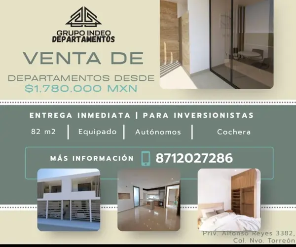 Departamentos en Torreón, Nvo. Torreón