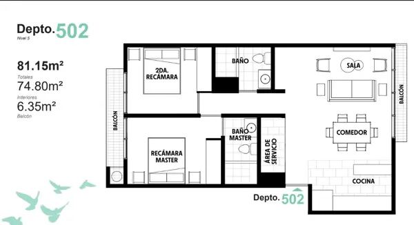 Departamento en venta en Cuauhtemoc, Cuauhtémoc — foto 3 de 4