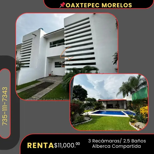 RENTA CASA EN OAXTEPEC  MORELOS