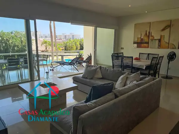 Depa de 3 rec con amplia terraza con vista al jardín y la alberca