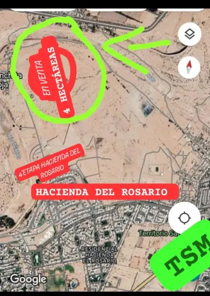 Se Vende Terreno 4 Hectáreas Ejido la Concha Atrás de Hacienda del Rosario $520 X Mt2