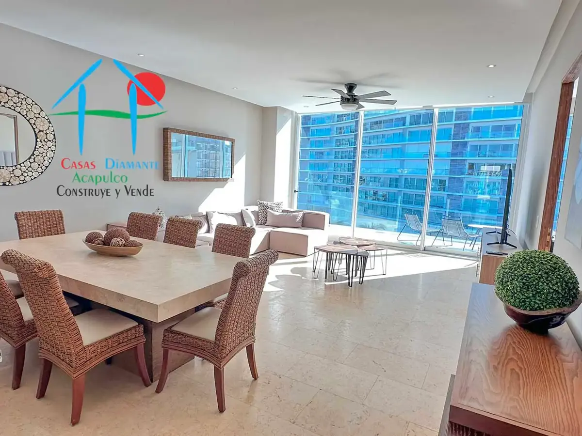 Depa de playa en venta en zona Diamante con 3 rec y vista parcial al mar Depa de playa en venta en zona Diamante con 3 rec y vista parcial al mar