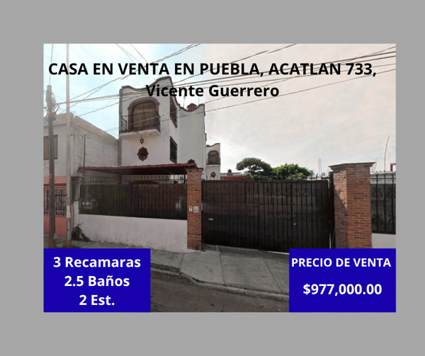 Venta de Casa Amplia en Puebla, Puebla. 019 Gbl