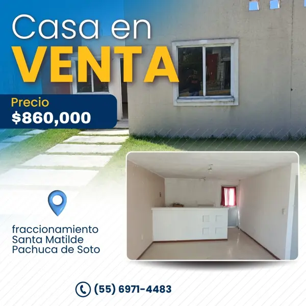Casa en venta en Santa Matilde, Pachuca - $860,000